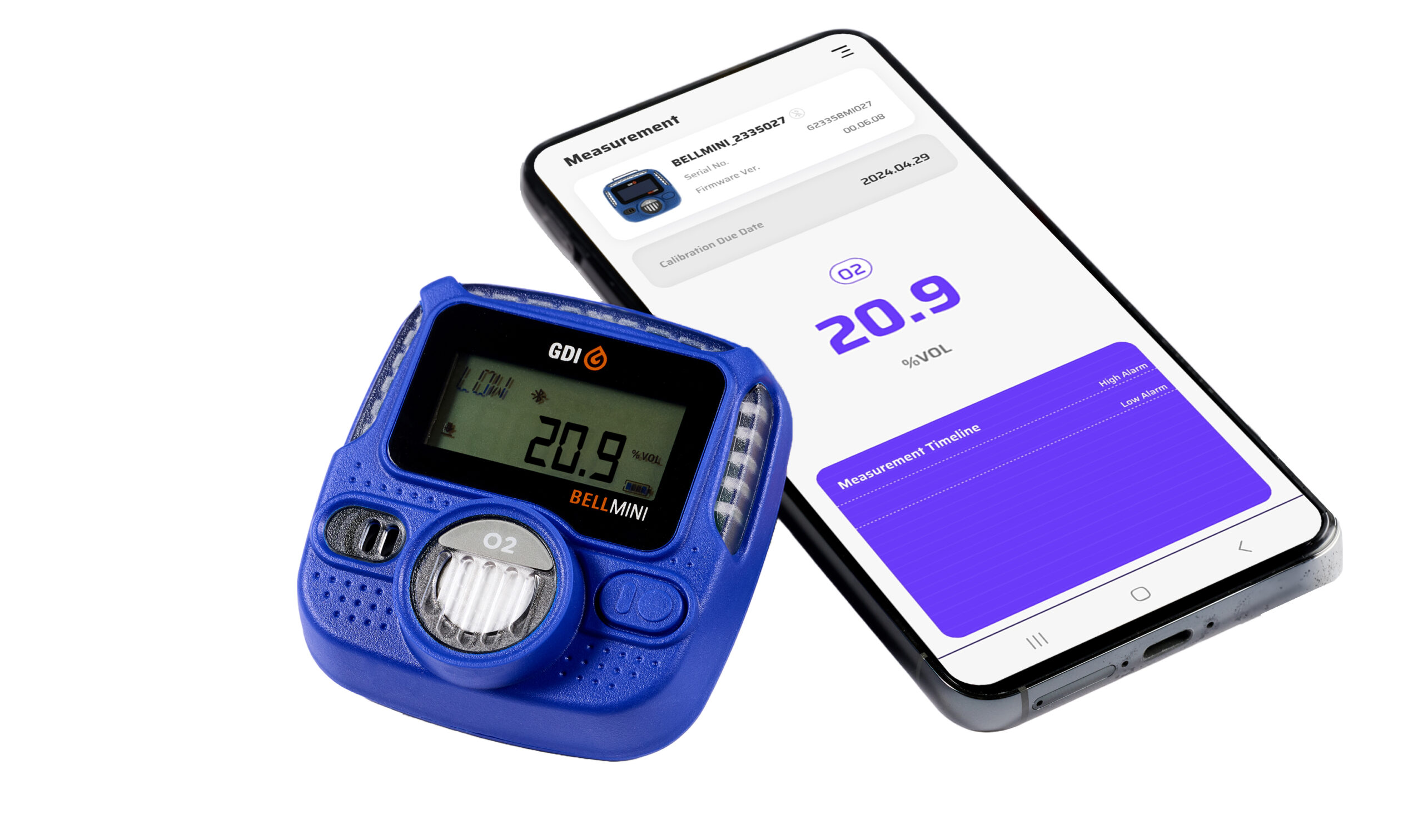 GDI Bellmini portable single gas detector App Screen